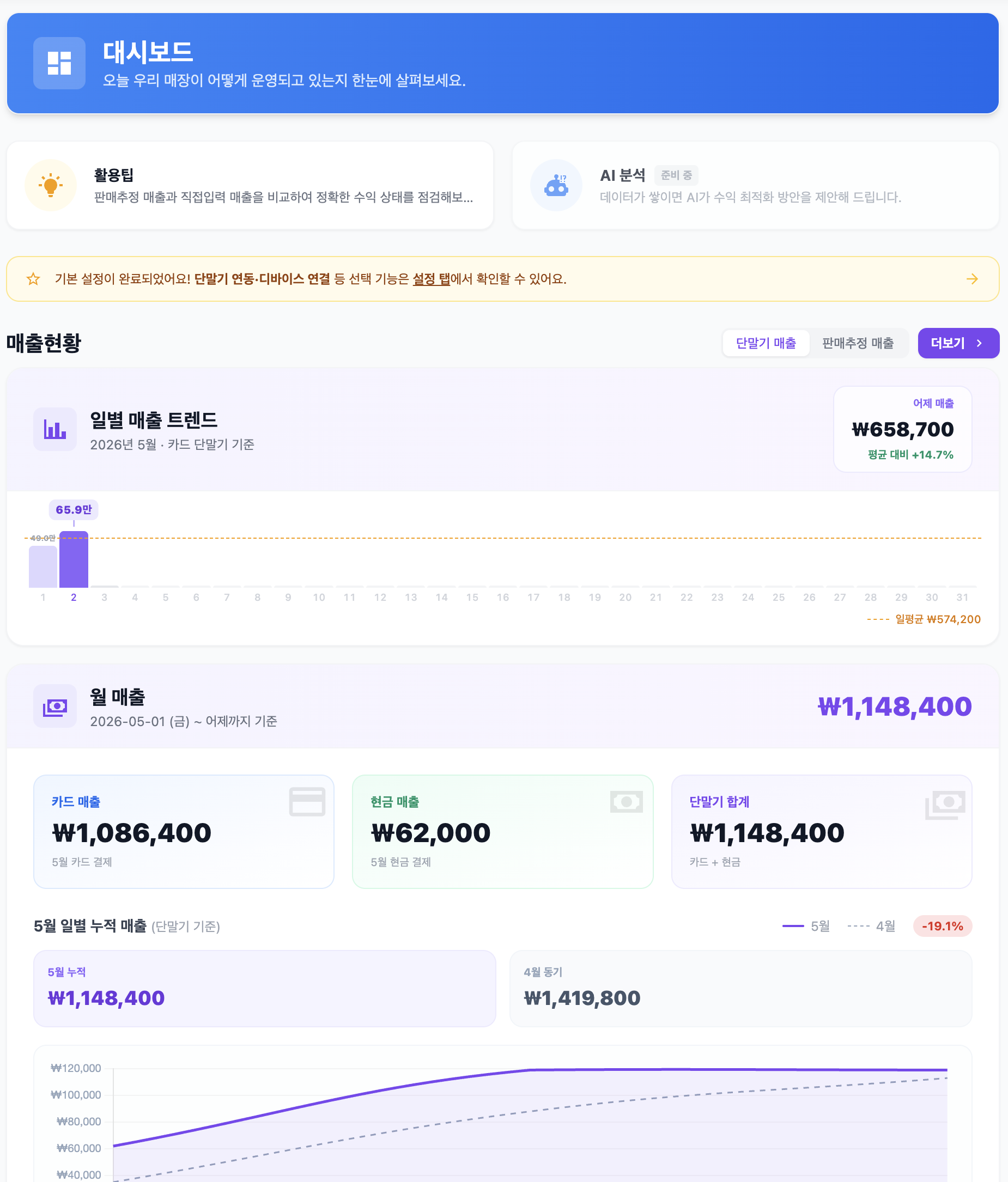 대시보드 화면
